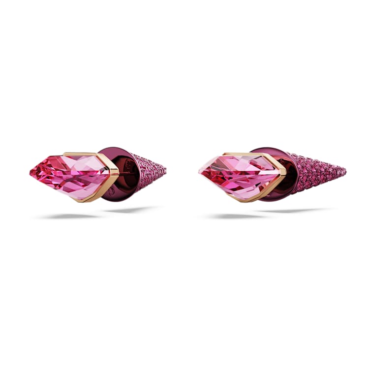 Lucent stud earrings, Pavé, Spike, Pink, Mixed metal finish by SWAROVSKI