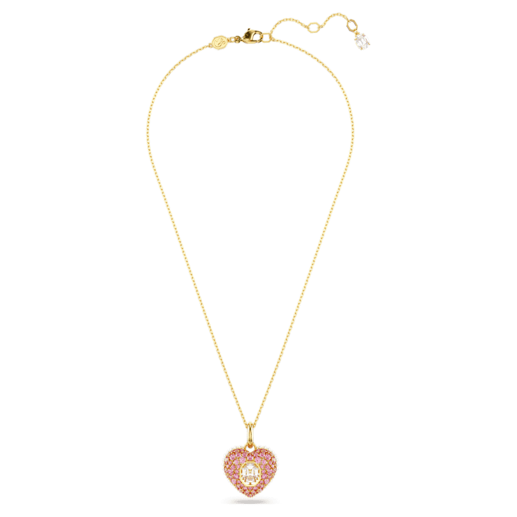 Idyllia pendant, Octagon cut, Crystal pearls, Heart, Pink, Gold-tone plated by SWAROVSKI