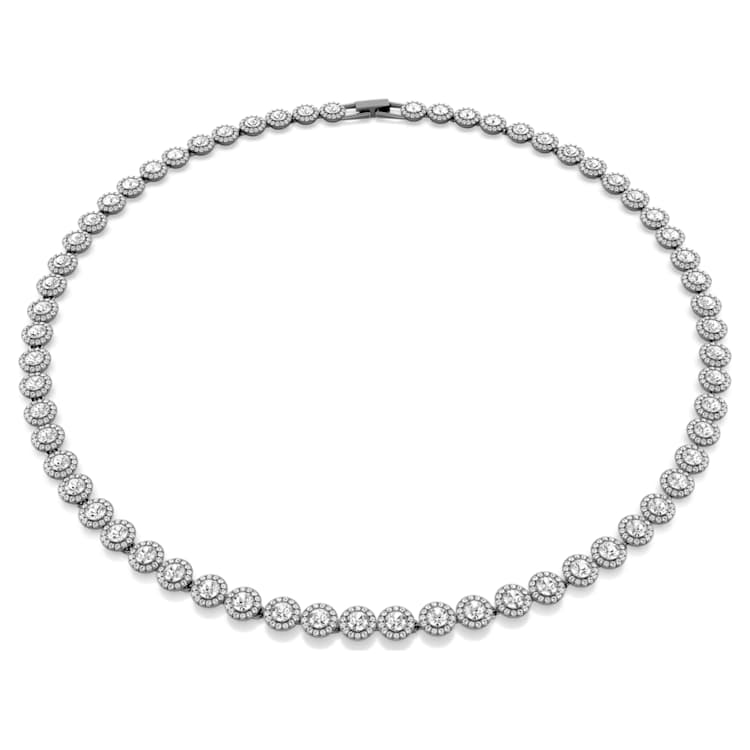 Una Angelic necklace, Round cut, Long, White, Ruthenium plated by SWAROVSKI