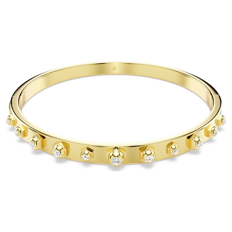 Numina bangle, Mixed round cuts, White, Gold-tone plated by SWAROVSKI