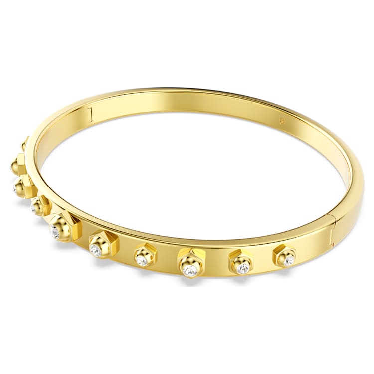 Numina bangle, Mixed round cuts, White, Gold-tone plated by SWAROVSKI