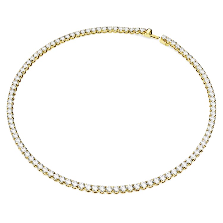 Matrix Tennis necklace, Round cut, White, Gold-tone plated by SWAROVSKI