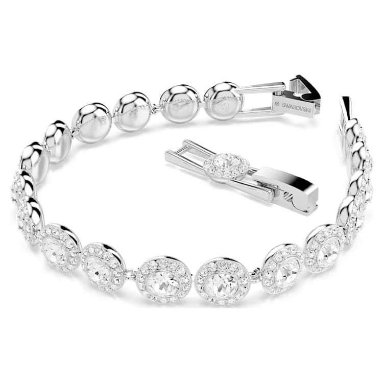 Una Angelic Tennis bracelet, Round cut, White, Rhodium plated by SWAROVSKI