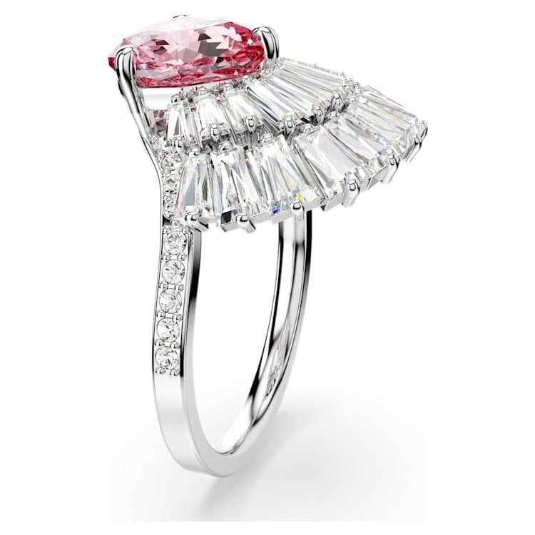 Idyllia cocktail ring, Mixed cuts, Shell, Pink, Rhodium plated by SWAROVSKI