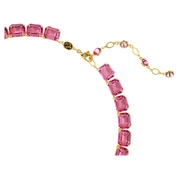 Millenia Tennis necklace, Octagon cut, Pink, Gold-tone plated by SWAROVSKI