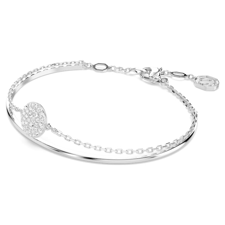 Sublima bangle, White, Rhodium plated by SWAROVSKI