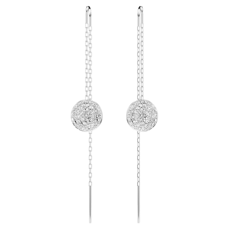 Sublima drop earrings, White, Rhodium plated by SWAROVSKI