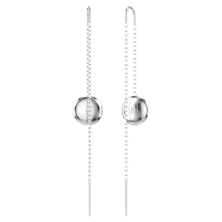 Sublima drop earrings, White, Rhodium plated by SWAROVSKI