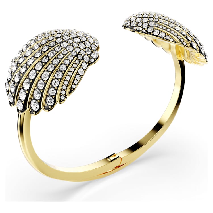 Idyllia bangle, Shell, White, Gold-tone plated by SWAROVSKI