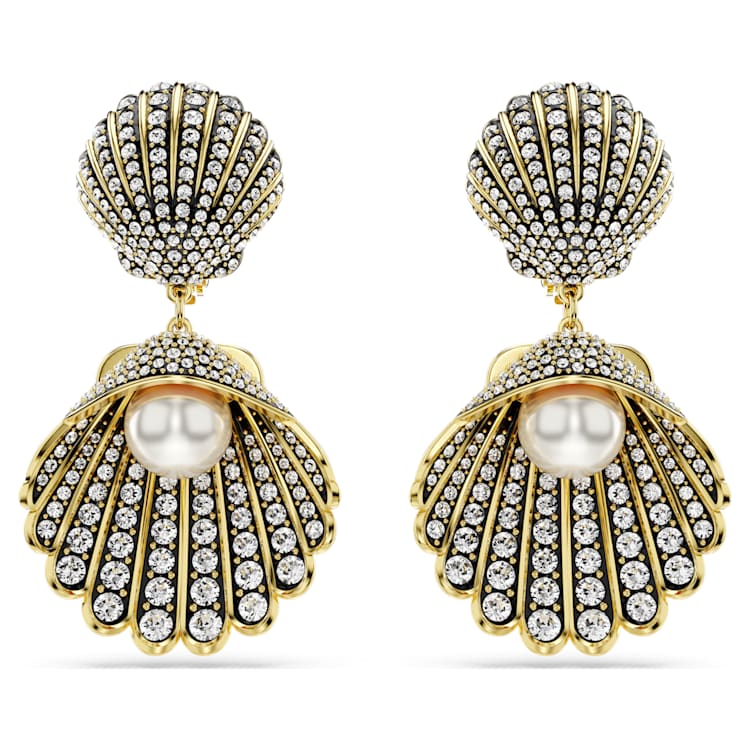 Swarovski Idyllia clip earrings Crystal pearl Shell White Gold tone plated by SWAROVSKI Hillcrest Mall