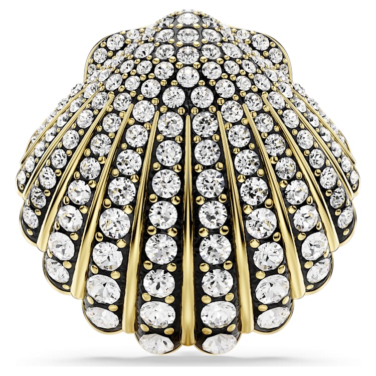 Idyllia brooch, Shell, White, Gold-tone plated by SWAROVSKI