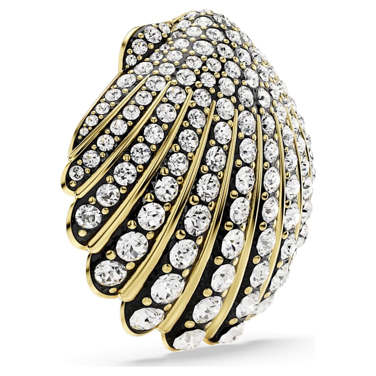 Idyllia brooch, Shell, White, Gold-tone plated by SWAROVSKI