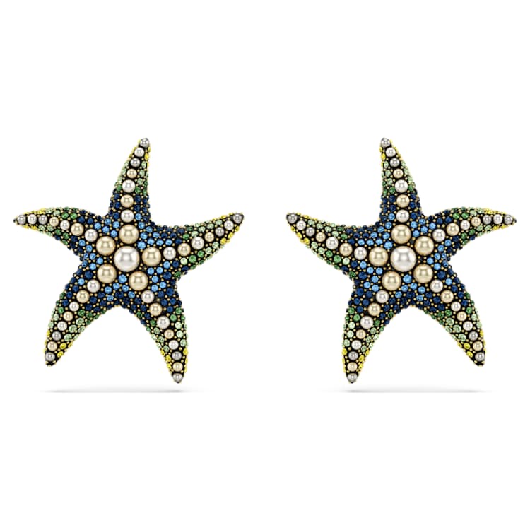 Swarovski Idyllia stud earrings, Crystal pearl, Starfish