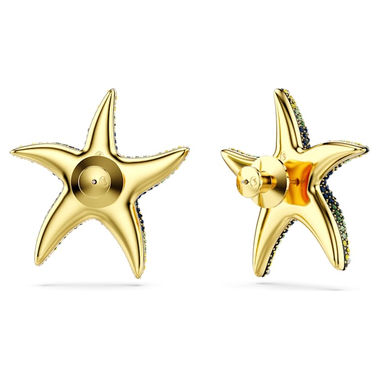 Swarovski Stella stud earrings Mixed cuts Star Blue Rhodium