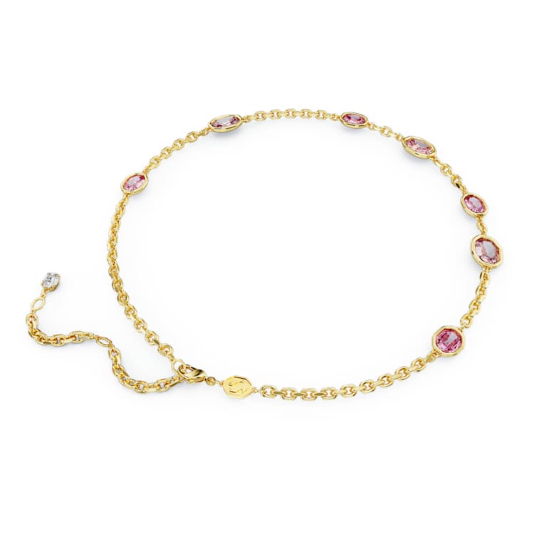 Imber necklace, Octagon cut, Pink, Gold-tone plated by SWAROVSKI