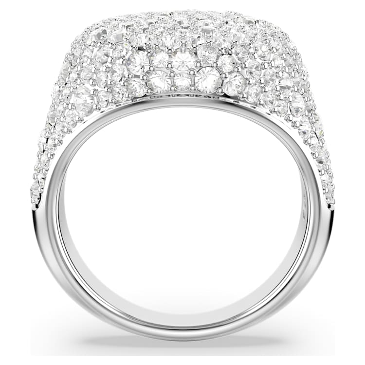 Sublima cocktail ring, White, Rhodium plated by SWAROVSKI