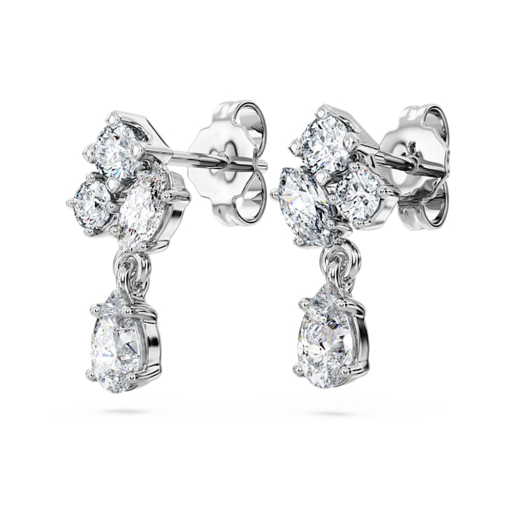 Galaxy drop earrings, Lab-grown diamonds 0.75 ct tw, Mixed cuts, 14K white gold by SWAROVSKI