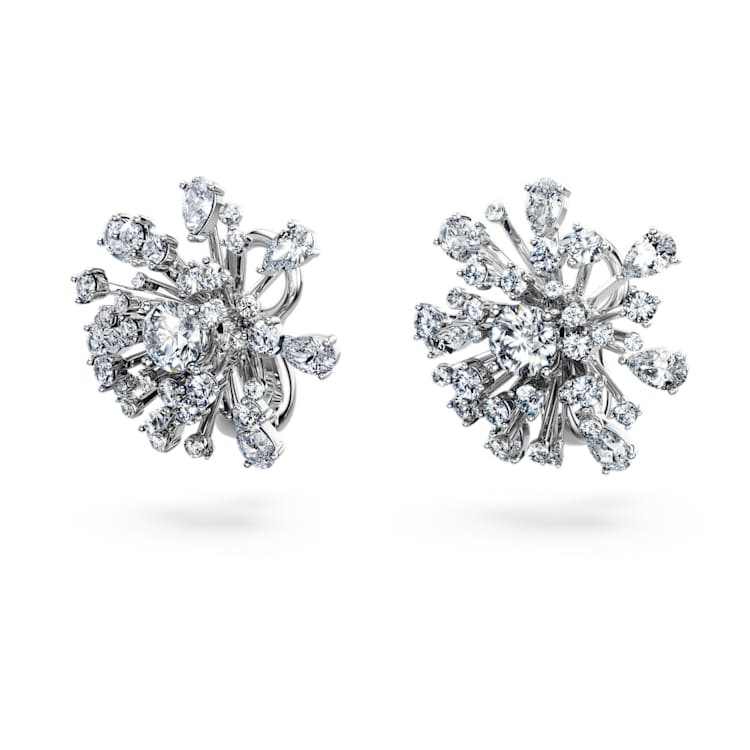 Galaxy stud earrings, Lab-grown diamonds 5.5 ct tw, Mixed cuts, 14K white gold by SWAROVSKI