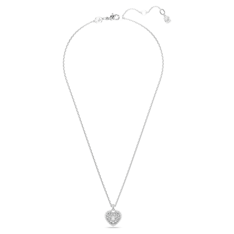 Idyllia pendant, Heart, White, Rhodium plated by SWAROVSKI