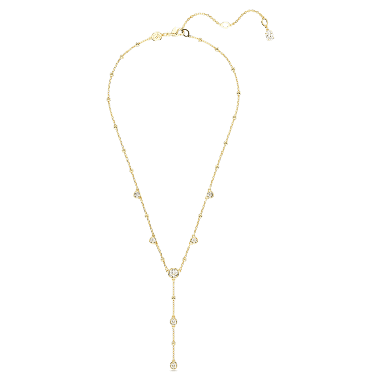 Imber Y necklace, Round cut, White, Gold-tone plated by SWAROVSKI