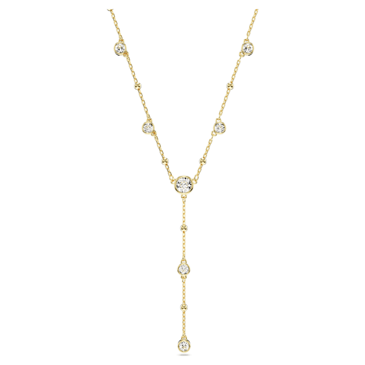 Imber Y necklace, Round cut, White, Gold-tone plated by SWAROVSKI