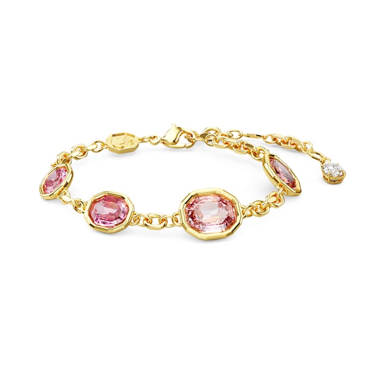 Imber bracelet, Octagon cut, Pink, Gold-tone plated by SWAROVSKI