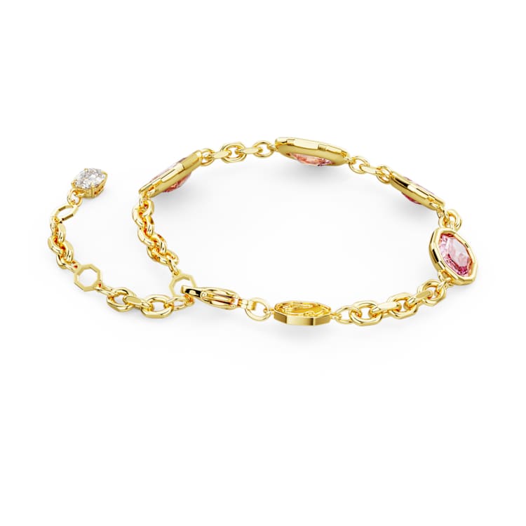 Imber bracelet, Octagon cut, Pink, Gold-tone plated by SWAROVSKI