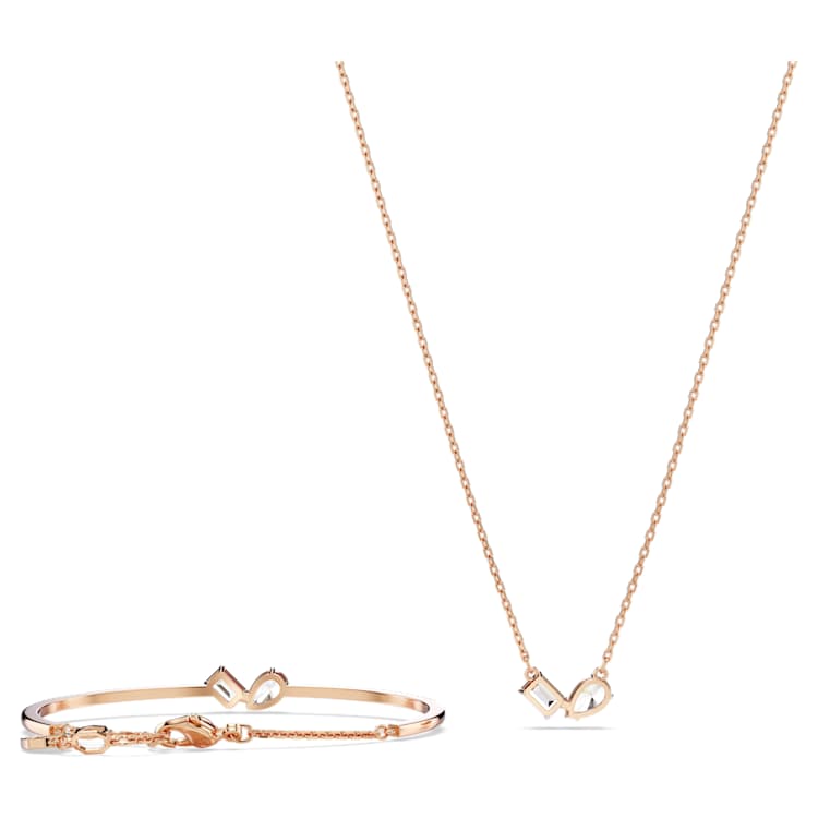 Mesmera set, Mixed cuts, White, Rose gold-tone plated by SWAROVSKI