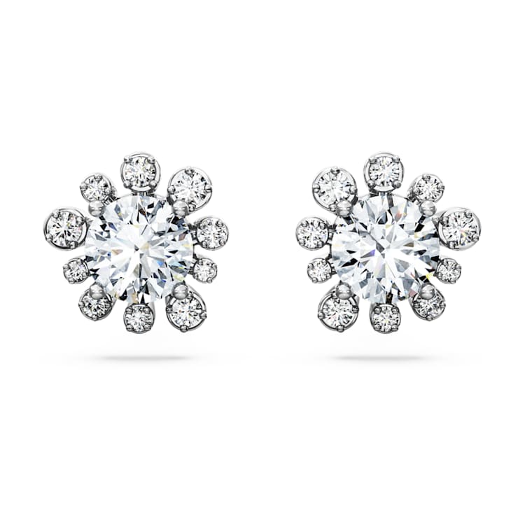 Galaxy stud earrings, Lab-grown diamonds 2.5 ct tw, Round cut, 14K white gold by SWAROVSKI