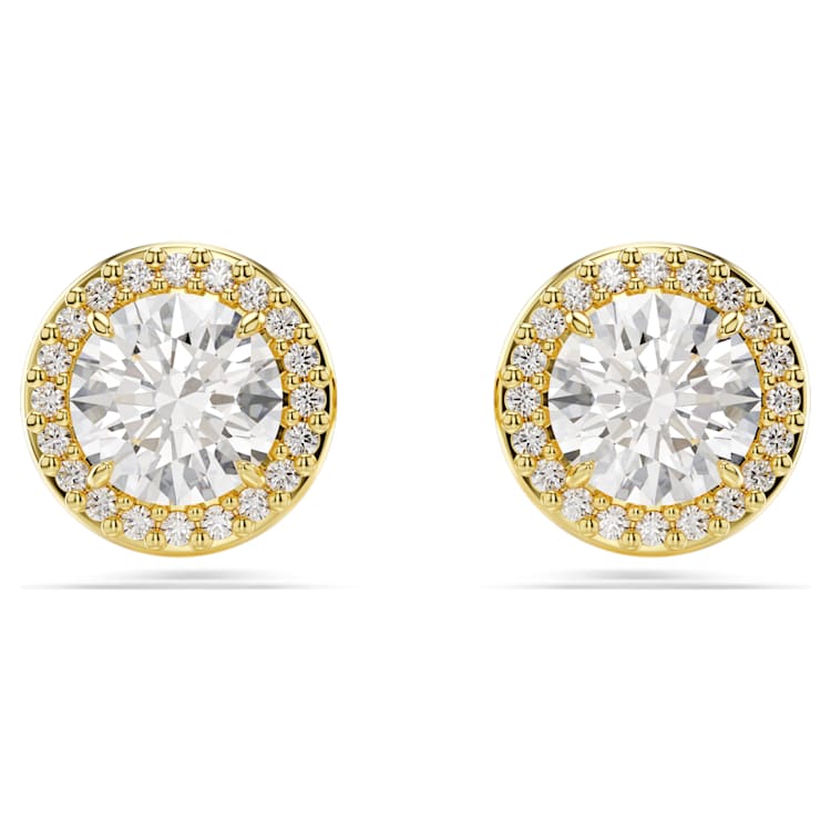 Una Angelic stud earrings, Round cut, Gold tone, Gold-tone plated by SWAROVSKI