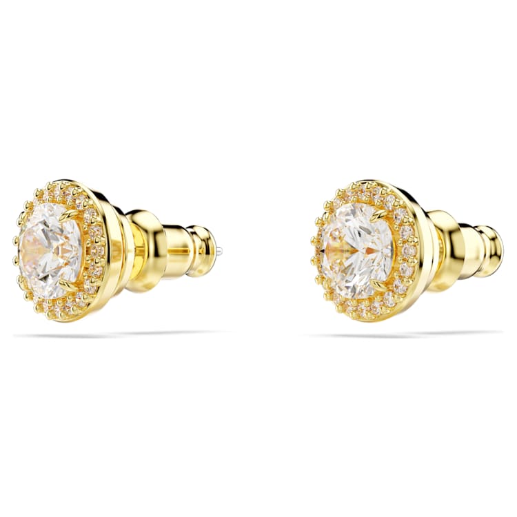 Una Angelic stud earrings, Round cut, Gold tone, Gold-tone plated by SWAROVSKI