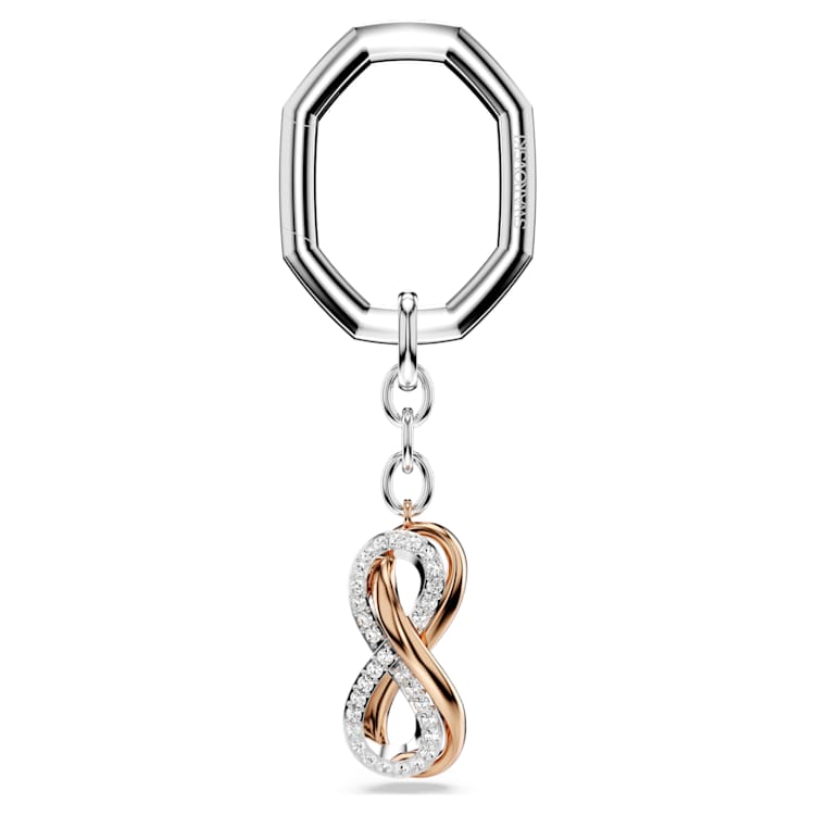 Key ring, Infinity, White, Mixed metal finish by SWAROVSKI