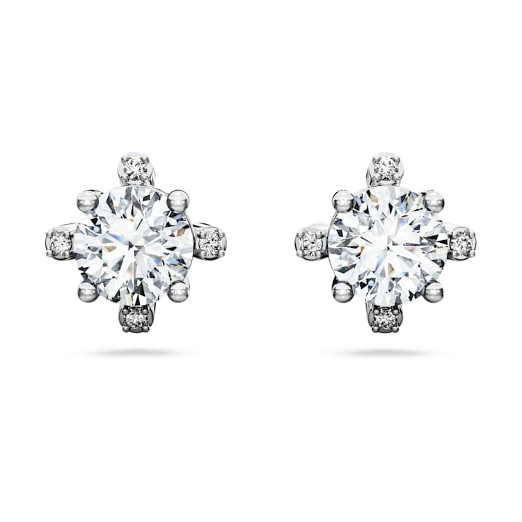 Galaxy stud earrings, Lab-grown diamonds 2.1 ct tw, Round cut, 14K white gold by SWAROVSKI