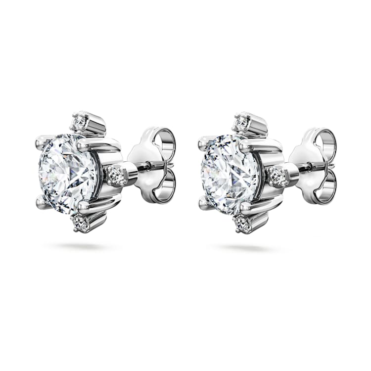 Galaxy stud earrings, Lab-grown diamonds 2.1 ct tw, Round cut, 14K white gold by SWAROVSKI