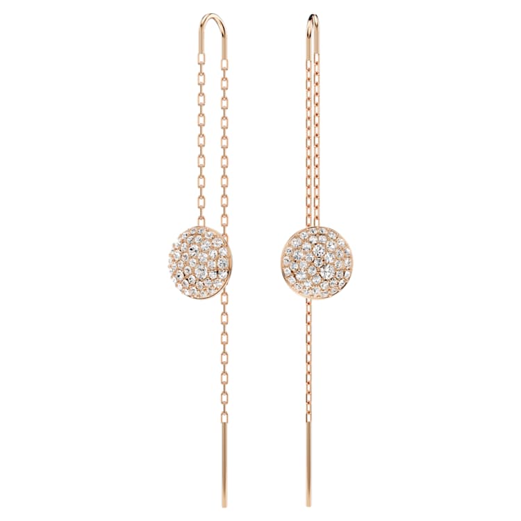 Sublima drop earrings, White, Rose gold-tone plated by SWAROVSKI