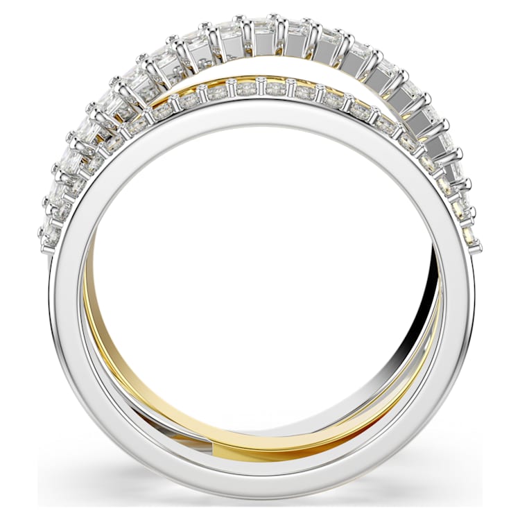 Hyperbola ring, Mixed cuts, White, metal finish by SWAROVSKI