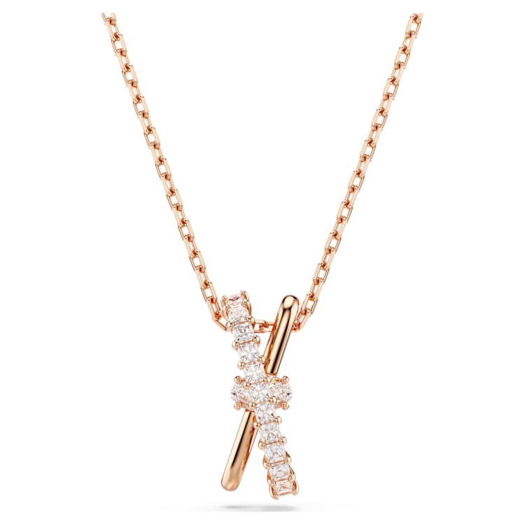 Hyperbola pendant, Mixed cuts, Twist, White, Rose gold-tone plated by SWAROVSKI