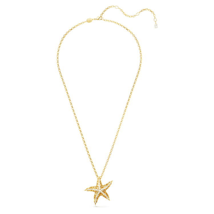 Idyllia pendant, Crystal pearls, Starfish, Gold tone, Gold-tone plated by SWAROVSKI