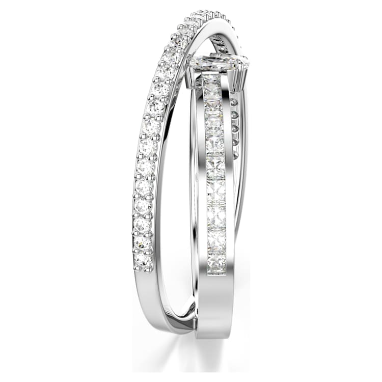 Hyperbola ring, Mixed cuts, White, Rhodium plated by SWAROVSKI