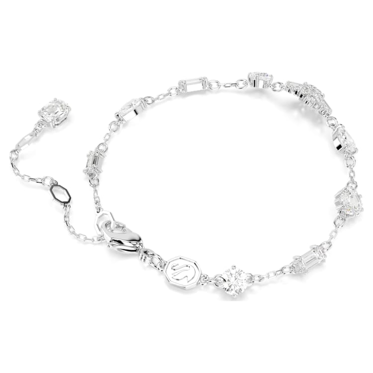 Idyllia bracelet, Mixed cuts, Snowflake, White, Rhodium plated by SWAROVSKI