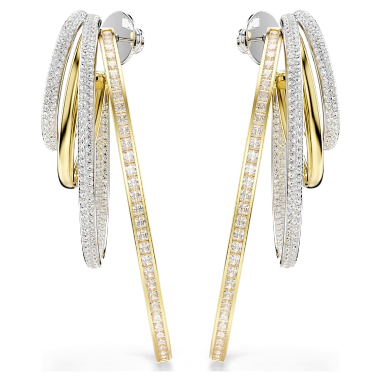 Hyperbola hoop earrings, Mixed cuts, Large, White, Mixed metal finish by SWAROVSKI