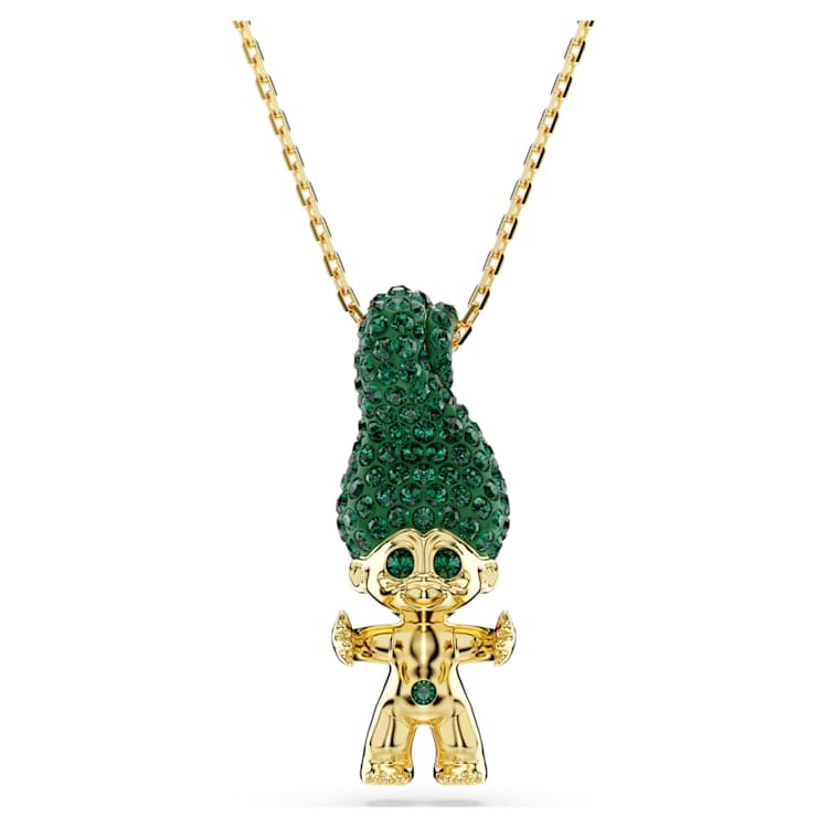 Good Luck Trolls pendant, Troll, Green, Gold-tone plated by SWAROVSKI