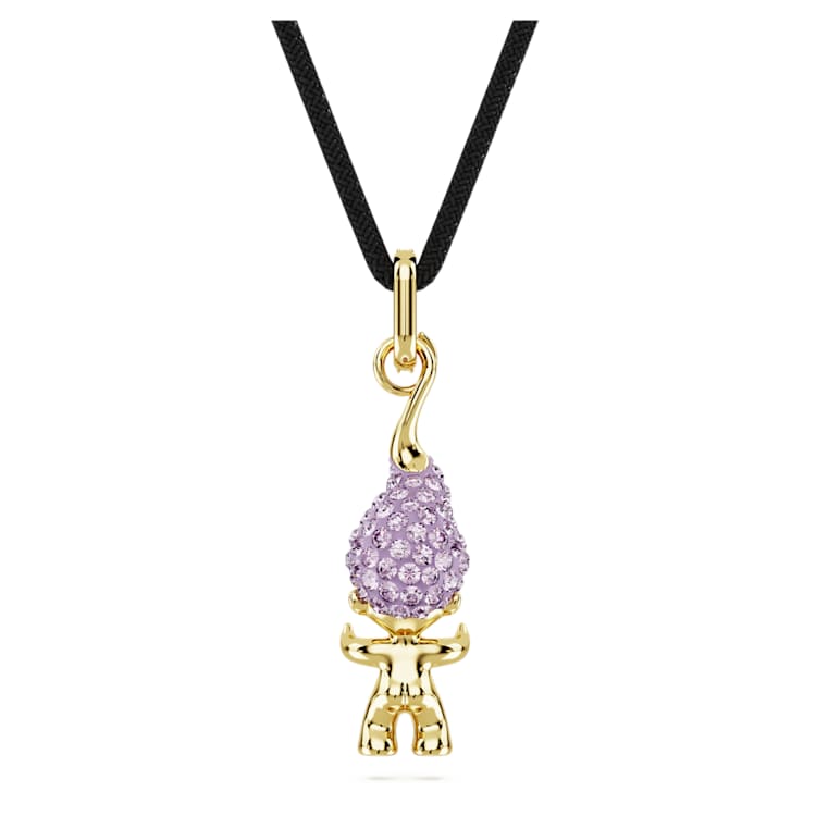 Good Luck Trolls pendant, Troll, Purple, Gold-tone plated by SWAROVSKI