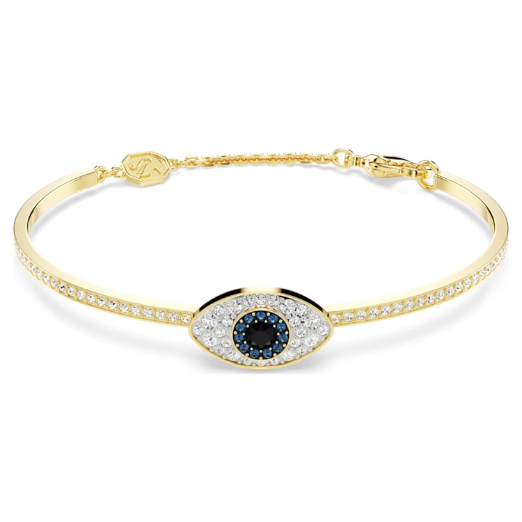 Symbolica bangle, Evil eye, Blue, Gold-tone plated by SWAROVSKI