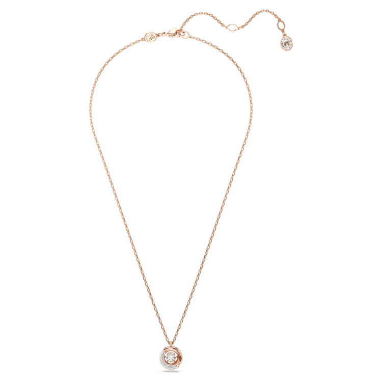 Dextera pendant, Round cut, White, Rose gold-tone plated by SWAROVSKI