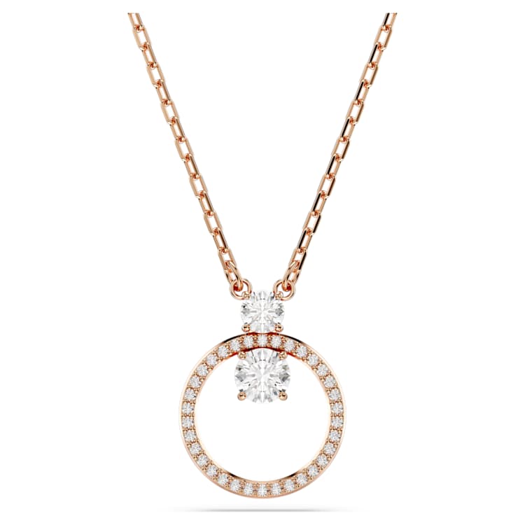 Constella pendant, Round cut, White, Rose gold-tone plated by SWAROVSKI