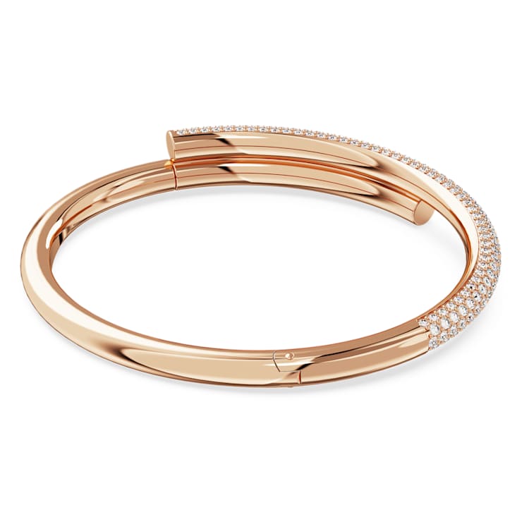 Dextera bangle, Magnetic closure, White, Rose gold-tone plated by SWAROVSKI