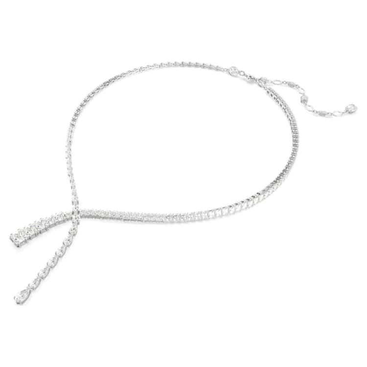 Matrix Y necklace, Mixed cuts, White, Rhodium plated by SWAROVSKI