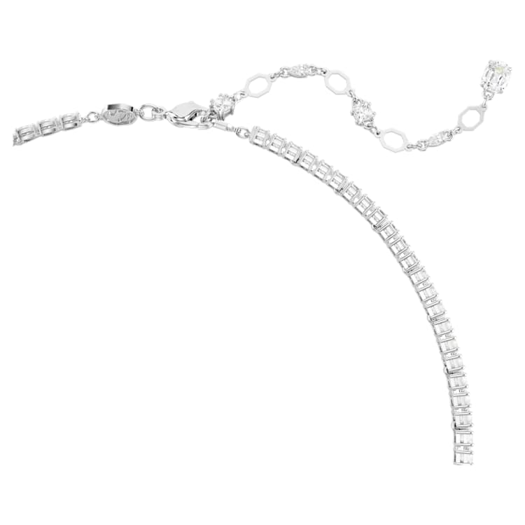 Matrix Y necklace, Mixed cuts, White, Rhodium plated by SWAROVSKI