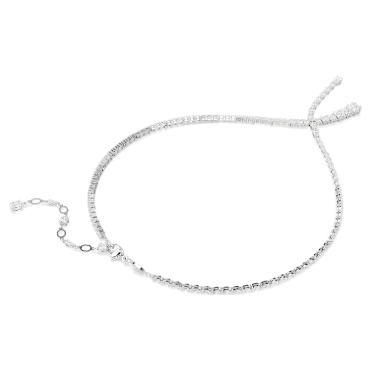 Matrix Y necklace, Mixed cuts, White, Rhodium plated by SWAROVSKI